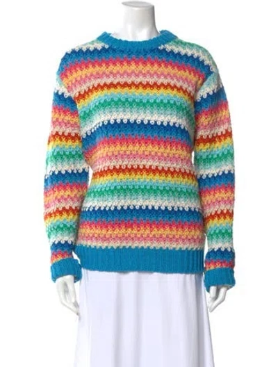 Pre-owned Alanui Striped Crew Neck Sweater W/ Tags In Blue