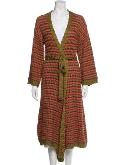 Pre-owned Alanui Striped Faux Fur Coat W/ Tags In Green