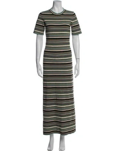 Pre-owned Alanui Striped Long Dress In Green