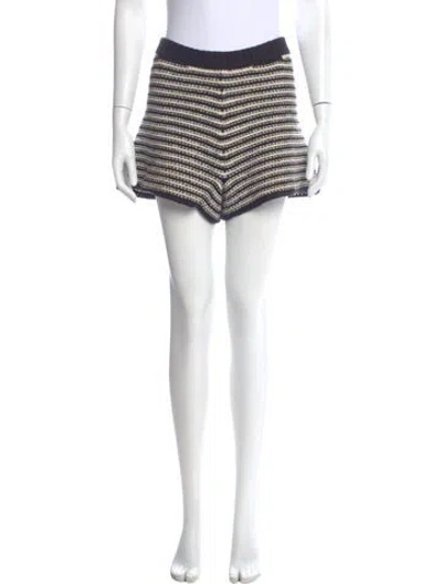 Pre-owned Alanui Striped Mini Shorts In Gray