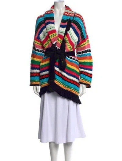 Pre-owned Alanui Striped Open Front Sweater In Multicolor