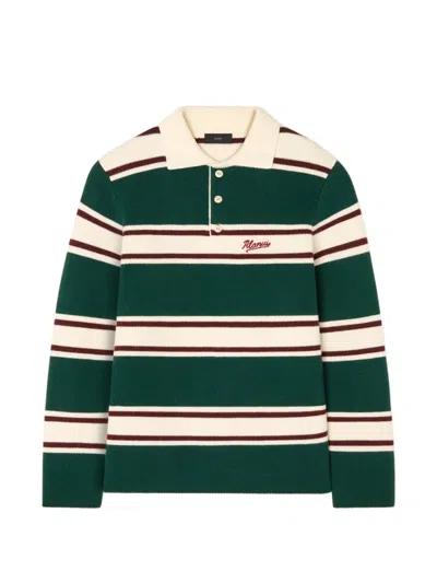 Alanui Striped Polo Shirt In Green