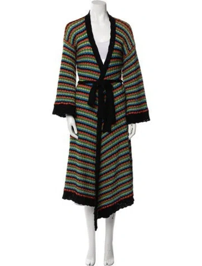 Pre-owned Alanui Striped V-neck Sweater In Black