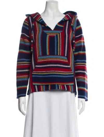 Pre-owned Alanui Striped V-neck Sweater In Blue