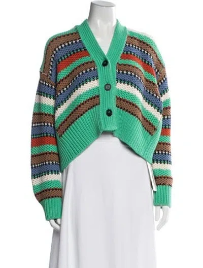 Pre-owned Alanui Striped V-neck Sweater In Blue