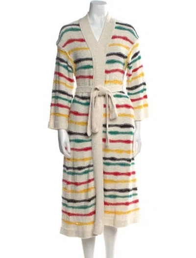 Pre-owned Alanui Striped V-neck Sweater In Neutral