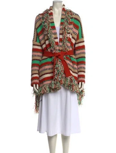 Pre-owned Alanui Striped V-neck Sweater W/ Tags In Multi