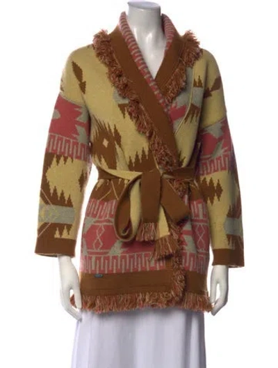 Pre-owned Alanui Striped V-neck Sweater In Yellow