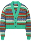 Alanui Sunny Stripes Cardigan In Green