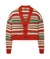Alanui Sunny Stripes Cardigan In Red