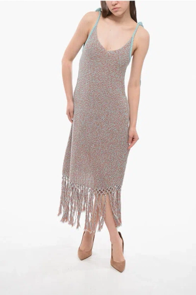 Alanui Sunset Beach Dress With Fringes On The Hem In Grey