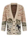 Alanui Graphic Pattern Long Sleeve Wool Cardigan In Multi