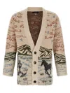 Alanui Graphic Pattern Long Sleeve Wool Cardigan In Multi