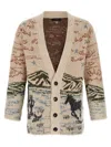 Alanui Graphic Pattern Long Sleeve Wool Cardigan In Neutral