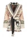 Alanui Sunset Riders Cardigan Knitwear Beige In Multi
