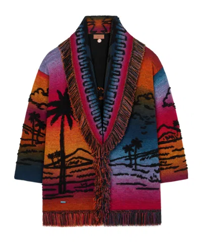 Alanui Sunset Stories Fringed Cardi-coat In Multi