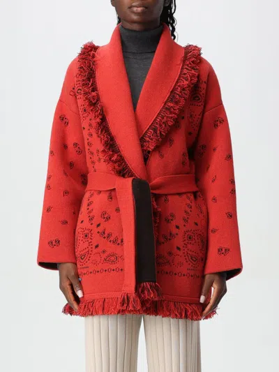Alanui Bandana Jacquard Cashmere Cardigan In Orange