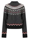 Alanui Wool Crewneck Sweater With Geometric Pattern In Black