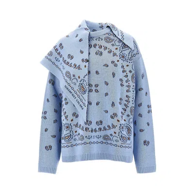 Alanui Sweater With Bandana Jacquard Motif In Blue