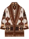 Alanui Geometric Pattern Cashmere Sweater With Fringed Hem In Beige