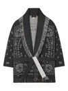 Alanui Fringed Belted Long Shawl Collar Cardigan In Black