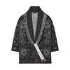 Alanui Bandana-jacquard Fringed Cardigan In Gray
