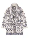 Alanui Wool Cardigan With Belted Waist And Fringe In Multi
