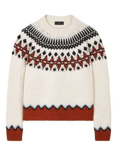 Alanui Fair Isle Patterned Wool Sweater In White