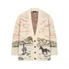 Alanui Graphic Pattern Long Sleeve Wool Cardigan In Multi
