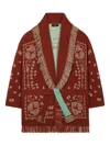 Alanui Bandana Jacquard Cashmere Cardigan In Red