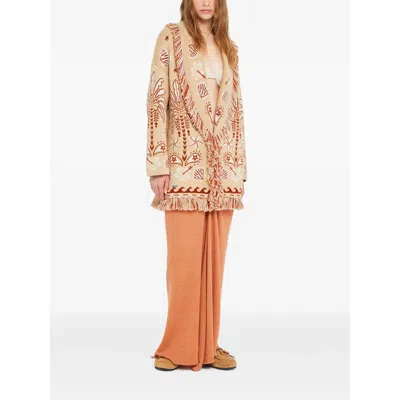 Alanui Echoes Of The Island Fringed Cardi-coat In Neutral