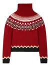 Alanui Intricately Patterned Red Turtleneck Sweater In Red