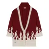 Alanui Flame-motif Wool-blend Cardigan In Red/white