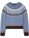 Alanui Geometric Pattern Wool Crewneck Sweater In Blue