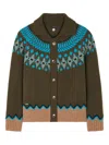 Alanui Olive Green Fair Isle Patterned Cardigan In Multi