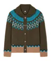 Alanui Olive Green Fair Isle Patterned Cardigan In Multi