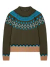 Alanui Sweet Winter Fair Isle Pattern Wool Sweater In Green