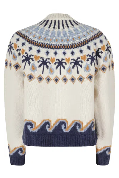 Alanui Sweet Winter Geometric Jacquard Virgin Wool Sweater In White