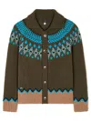 Alanui Olive Green Fair Isle Patterned Cardigan In Multi