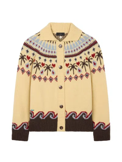 Alanui Sweet Winter Jacquard-knit Cardigan In Yellow