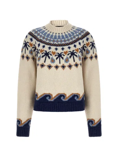 Alanui Nordic-inspired Jacquard Knit Sweater With Ribbed Finish In Multi