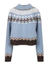 Alanui Geometric Pattern Wool Crewneck Sweater In Blue