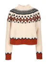 Alanui Wool Crewneck Sweater With Geometric Detail In Neutral