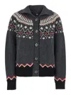 Alanui Sweet Winter Multicolor Cardigan With Spread Collar And Geometric Motif In Wool Woman In Multi