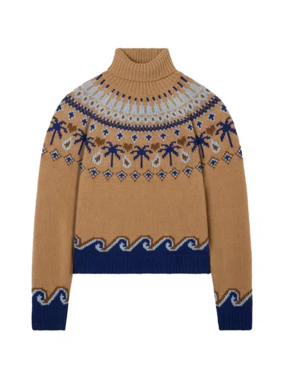 Alanui Sweet Winter Palm-tree Sweater In Brown