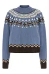 Alanui Geometric Pattern Wool Crewneck Sweater In Blue