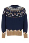 Alanui Embroidered Virgin Wool Sweater In Blue