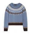 Alanui Geometric Pattern Wool Crewneck Sweater In Blue