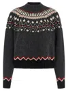 Alanui Grey Fair Isle Patterned Turtleneck Jumper In Animal Print