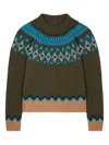 Alanui Sweet Winter Fair Isle Pattern Wool Sweater In Green